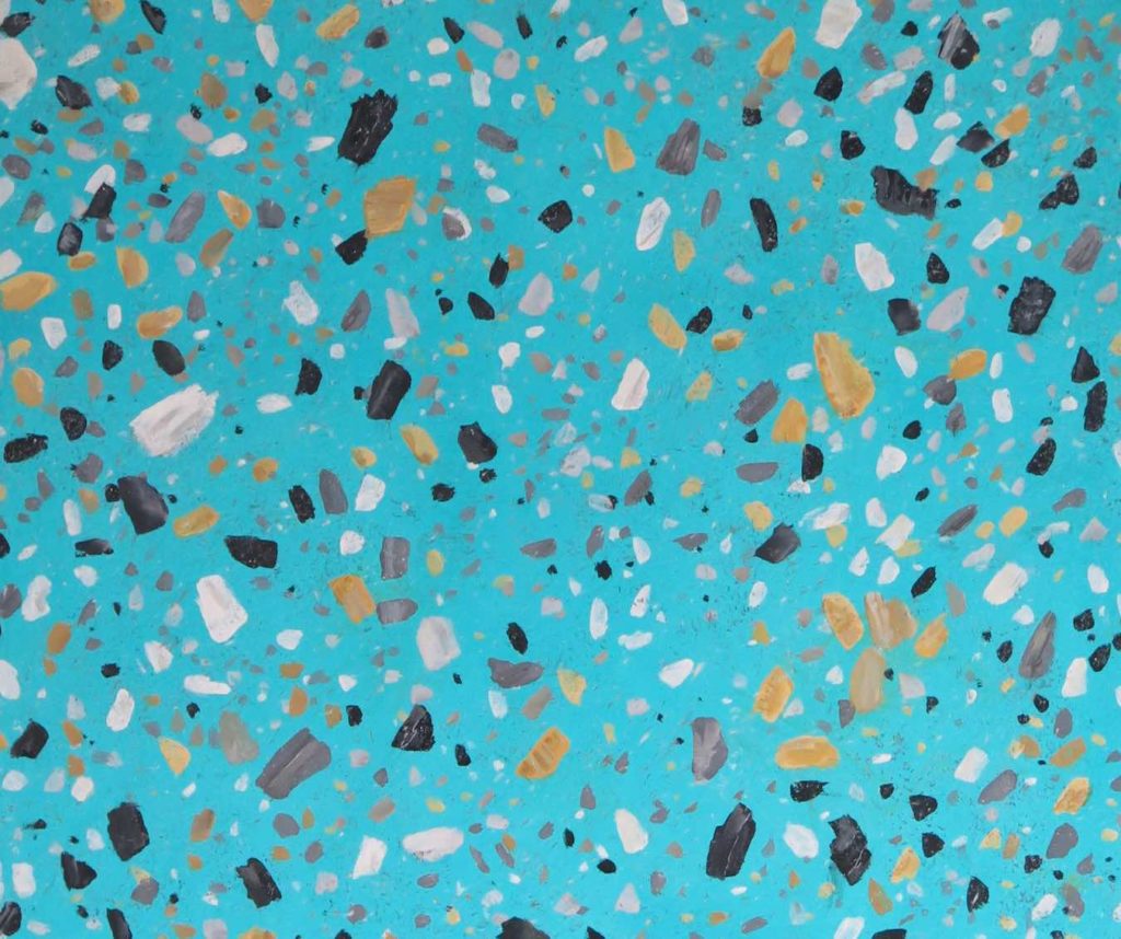 Imitation Terrazzo peint bleu lagon