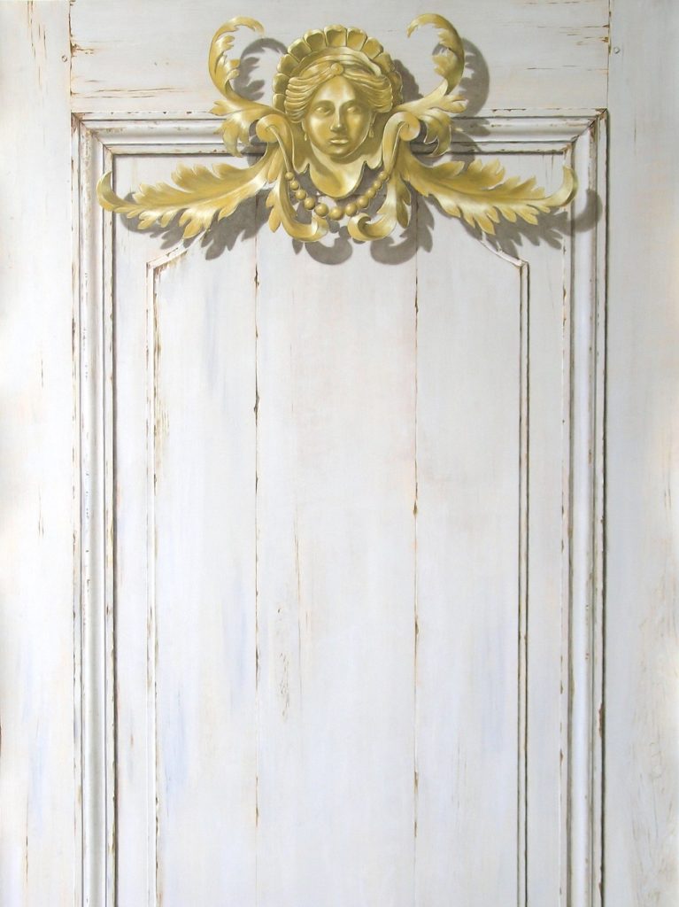 Trompe l'oeil avec mascaron et ornements peints