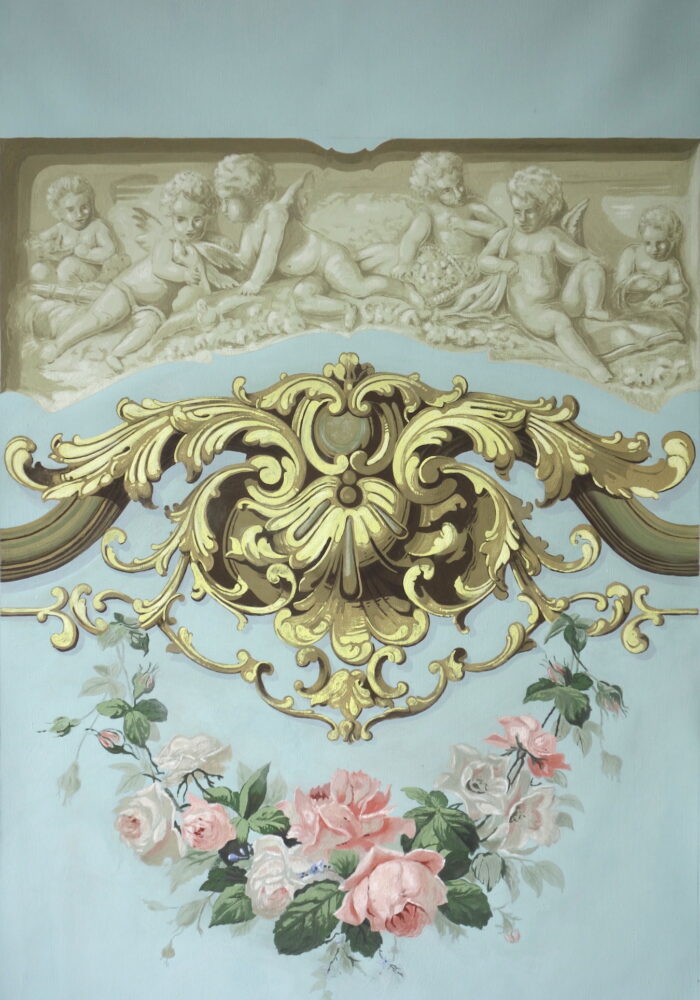 Ornements peints façon tapisserie à la planche XIXème