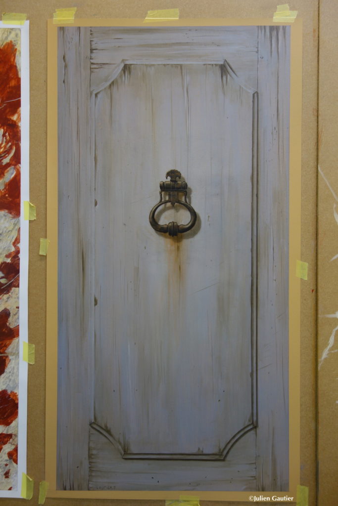 Trompe l'oeil panel painted during the UK course