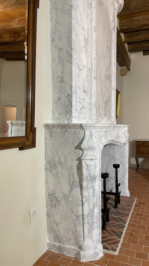 Hand painted marble on a fireplace