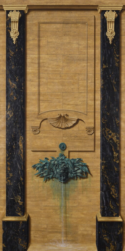 Décor peint en trompe l'oeil, fontaine
