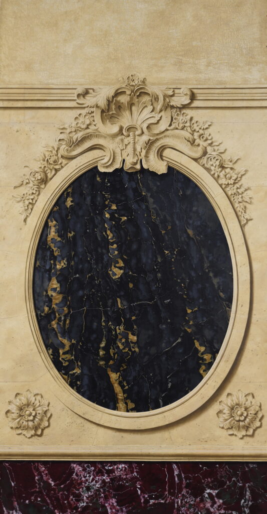 Décor peint en trompe l'oeil, ovale