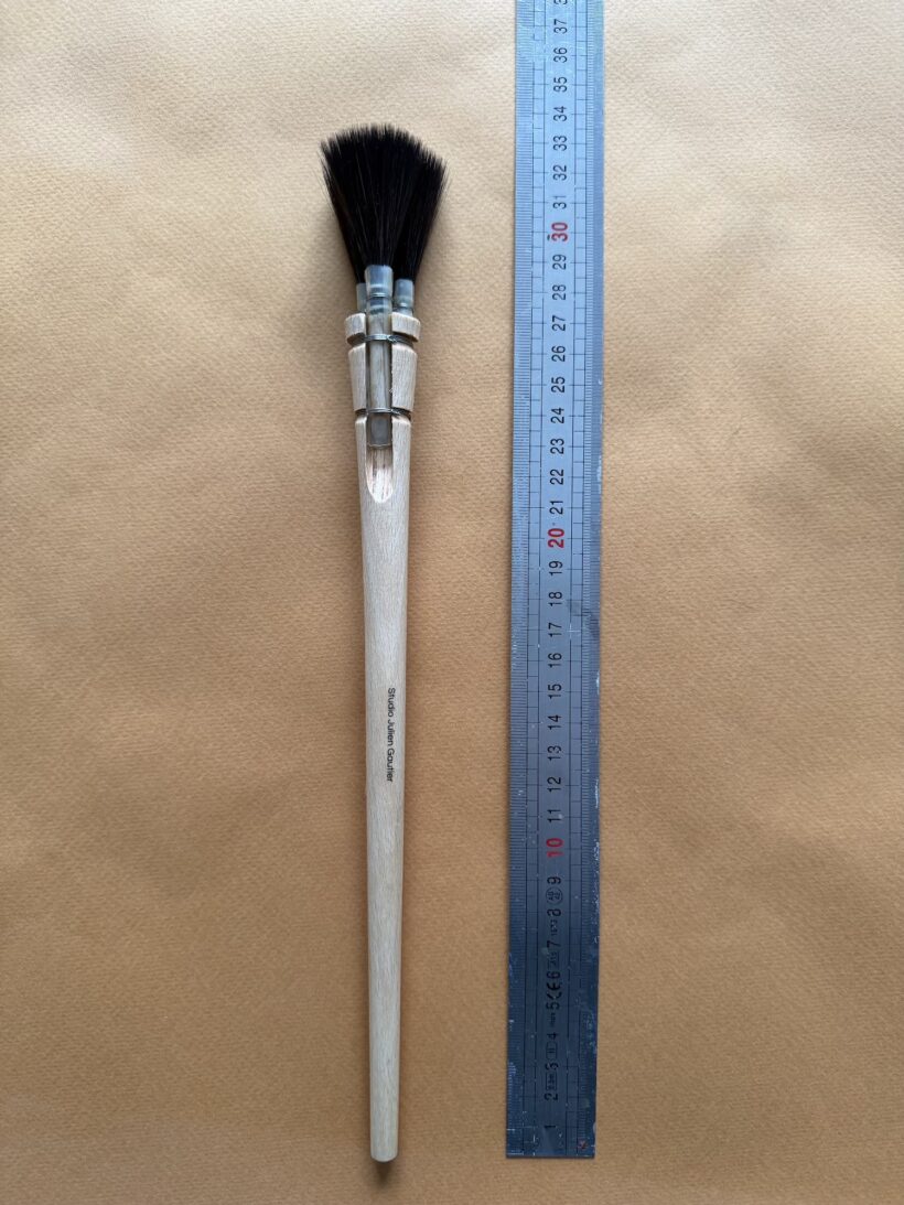 Pinceau chiqueteur trois mèches rond bout carré, synthétique imitation petit gris, numéro 1, mesure Pinceau-chiqueteur-trois-meches-rond-bout-carre-synthetique-imitation-petit-gris-numero-1-mesure